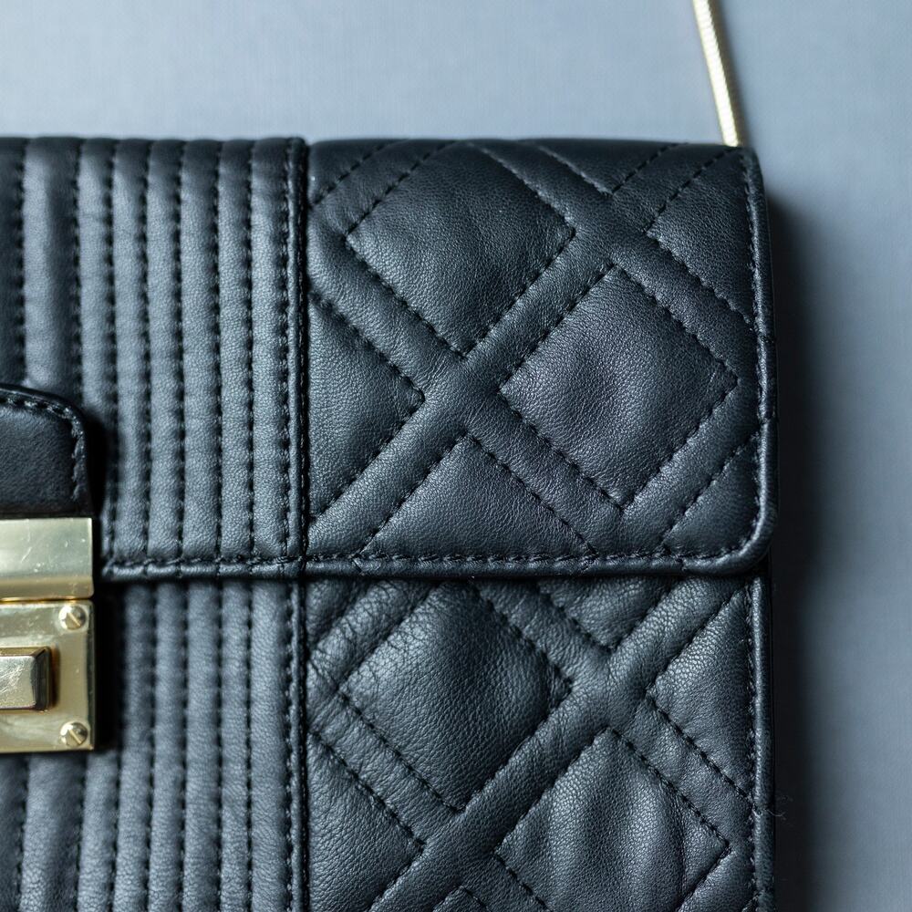 Calvin Klein Quilted Leather Clutch Handbag Shoulder Bag